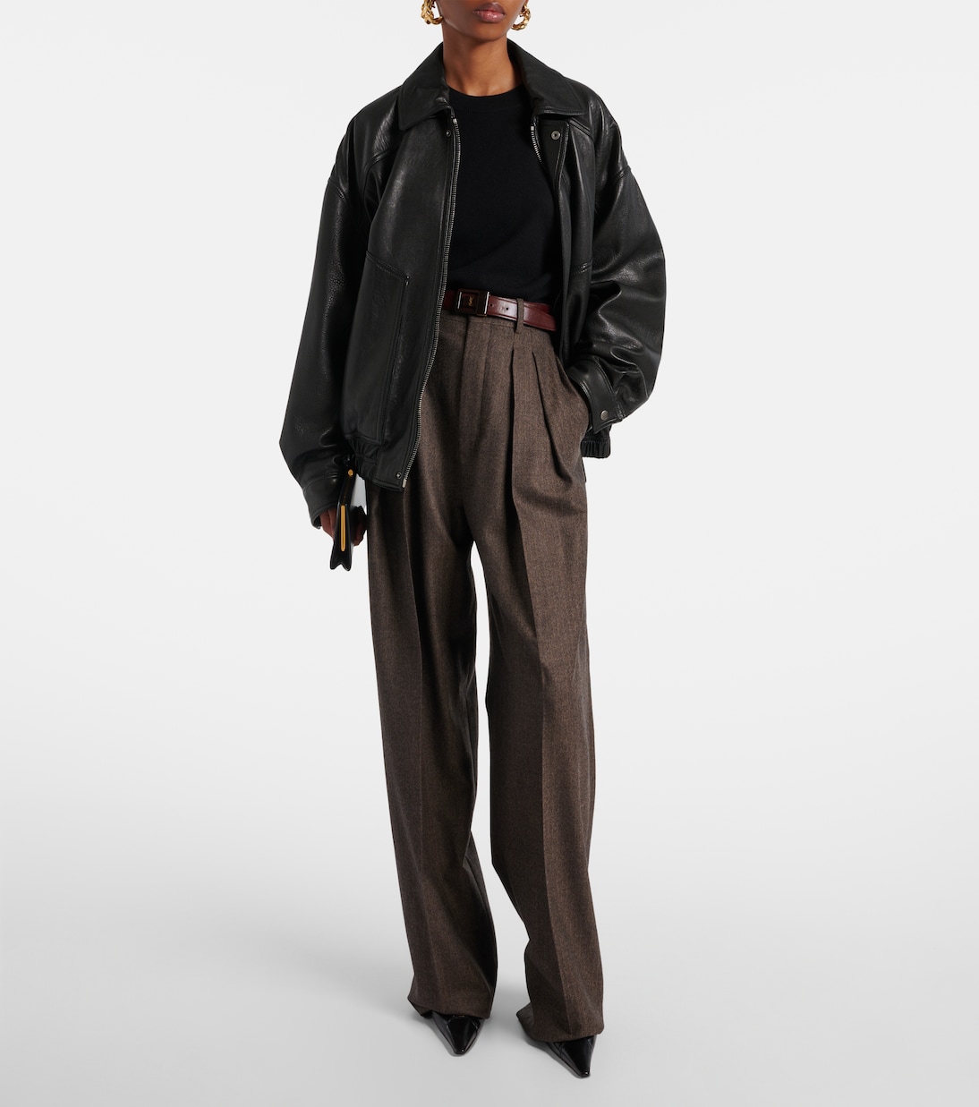Herringbone wool wide-leg pants | Saint Laurent