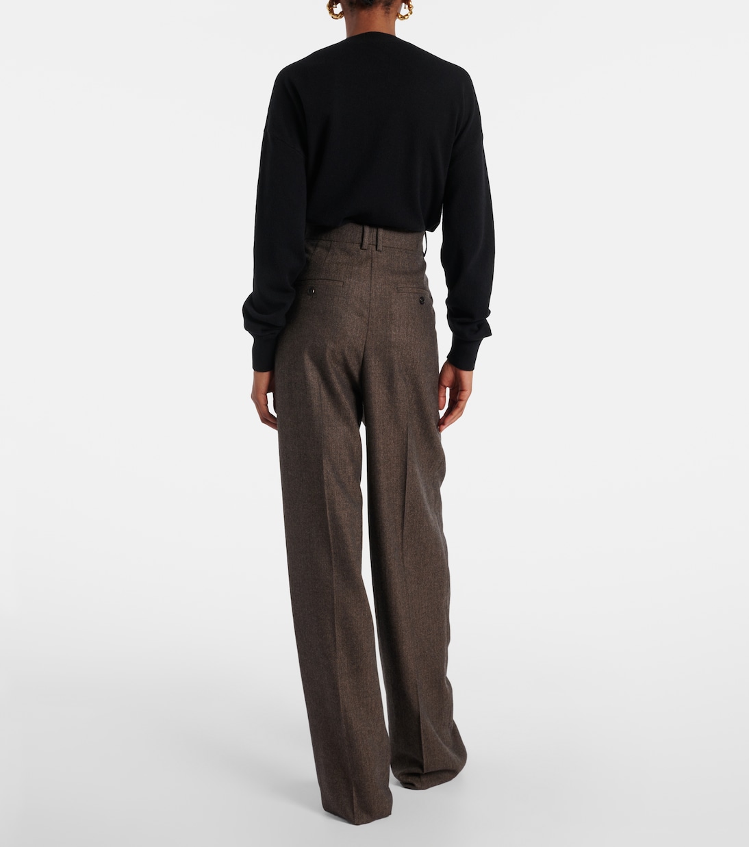 Herringbone wool wide-leg pants | Saint Laurent