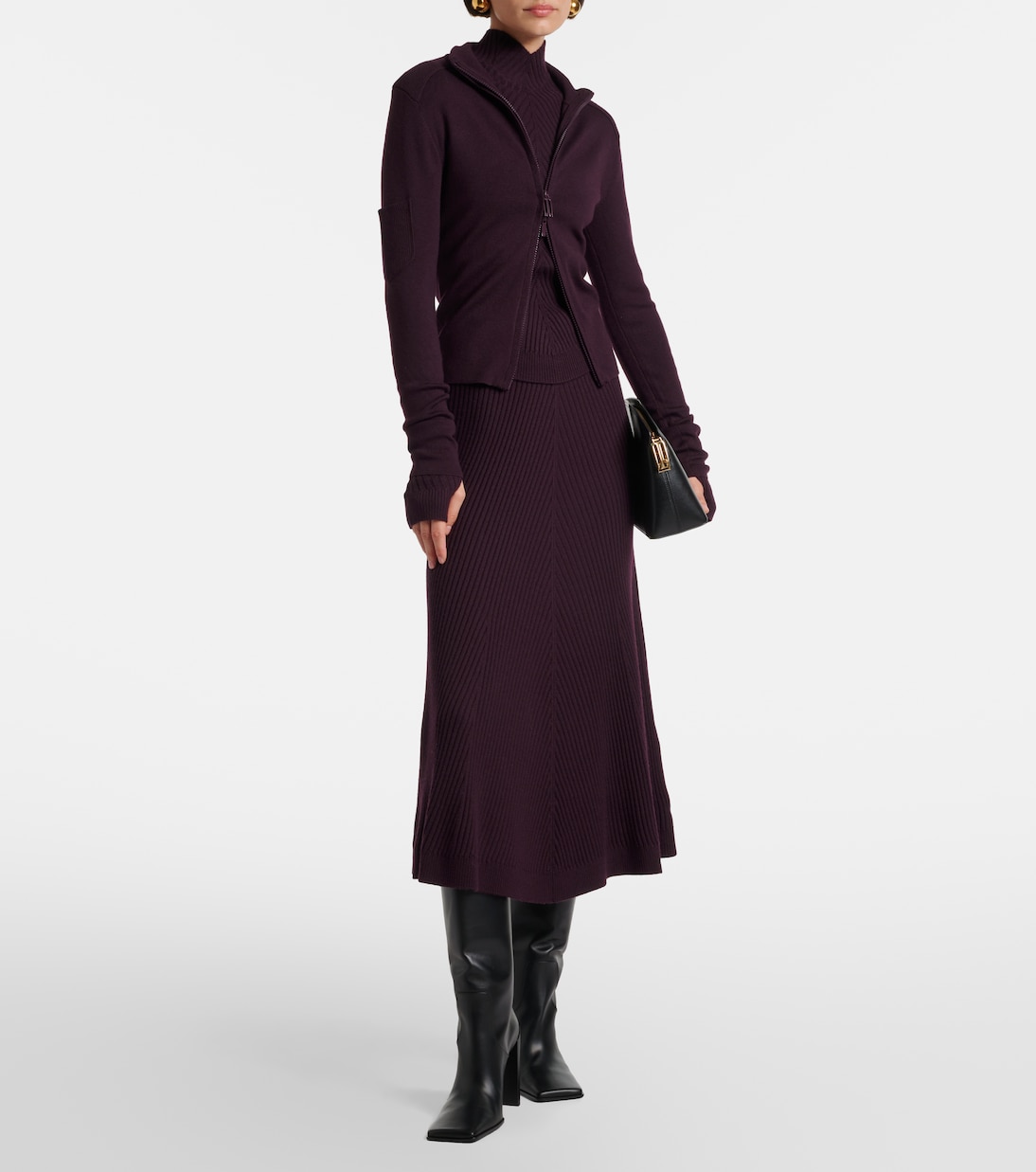 Falda midi de lana acanalada | Victoria Beckham