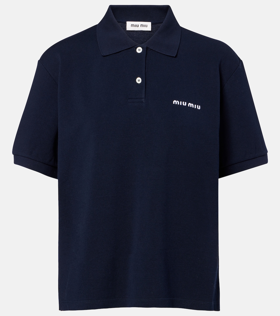 Logo cotton piqué polo shirt | Miu Miu