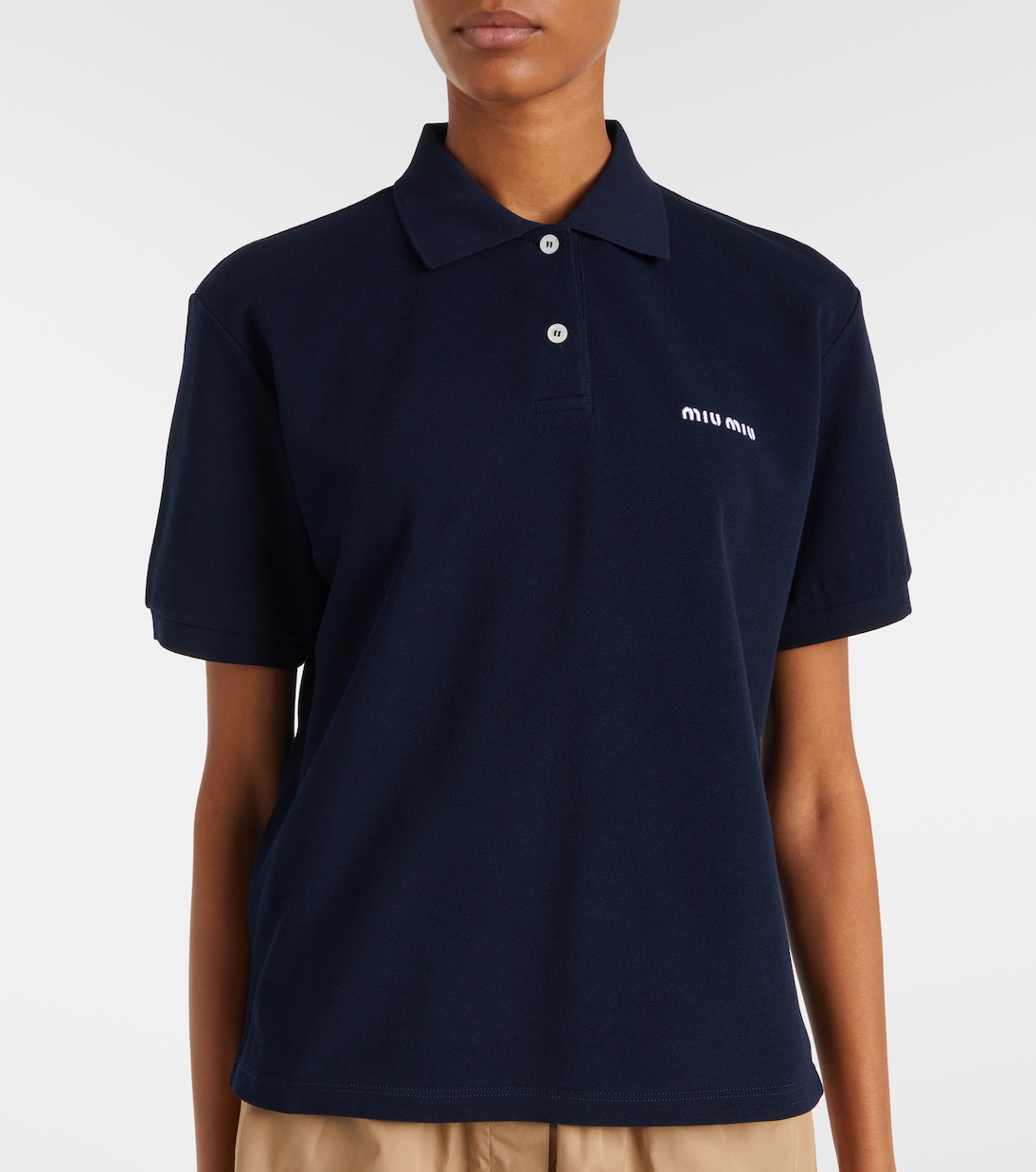 Logo cotton piqué polo shirt | Miu Miu