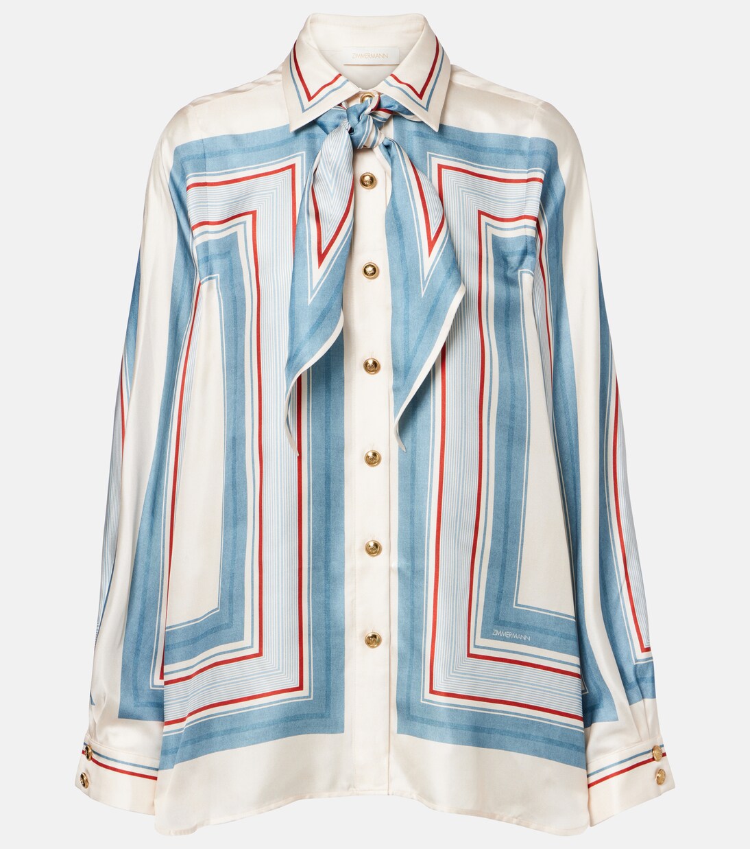 Camisa de seda con pañuelo a rayas | Zimmermann