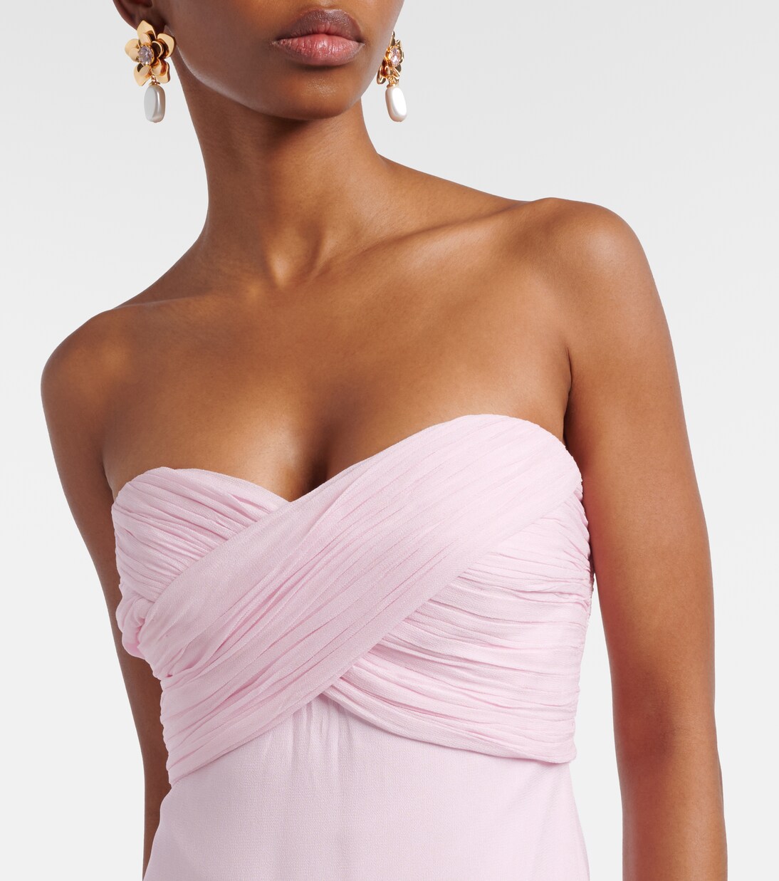 Scarf-detail georgette gown | Self-Portrait