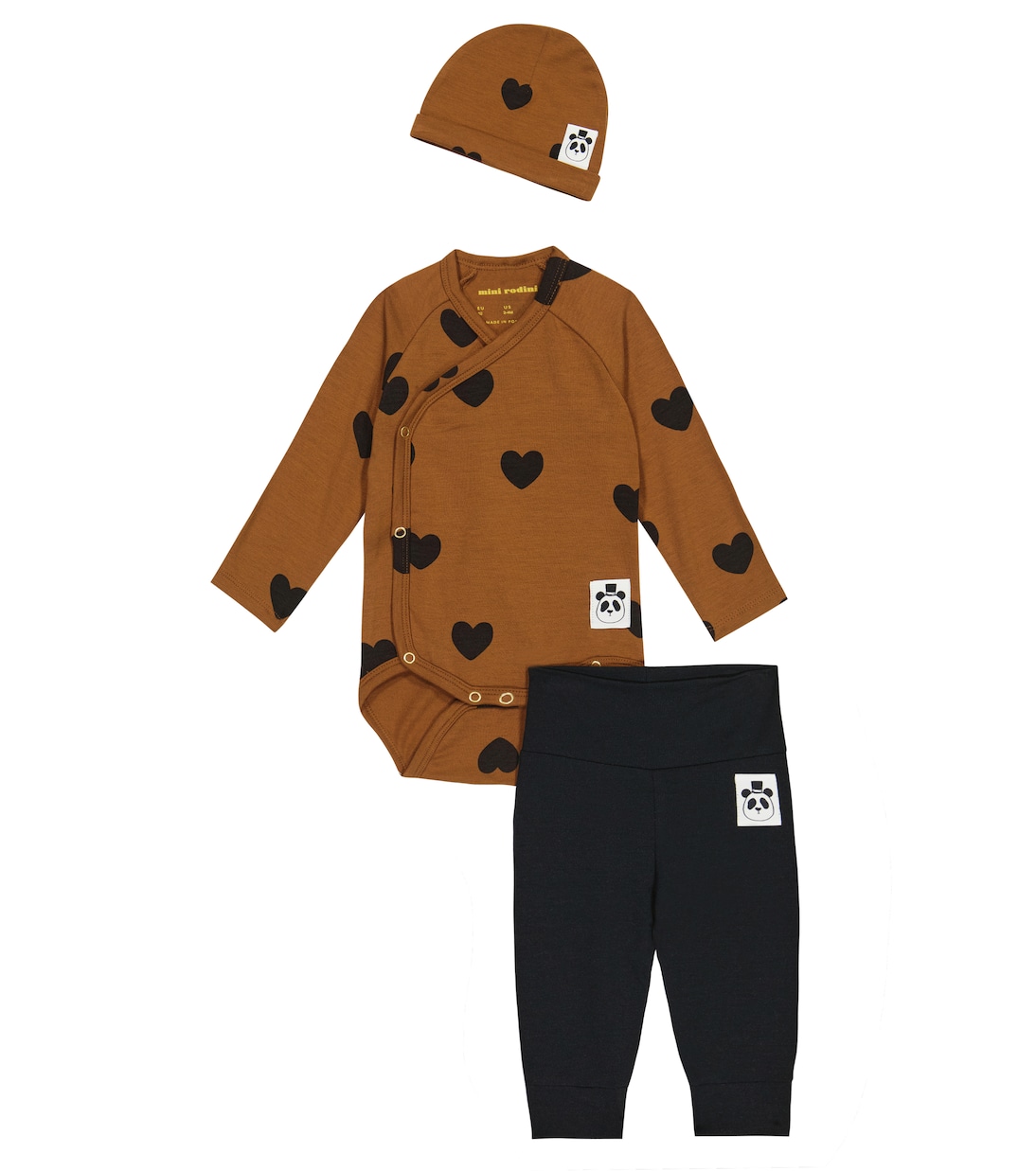 Bébé – Set body, legging et bonnet en coton | Mini Rodini
