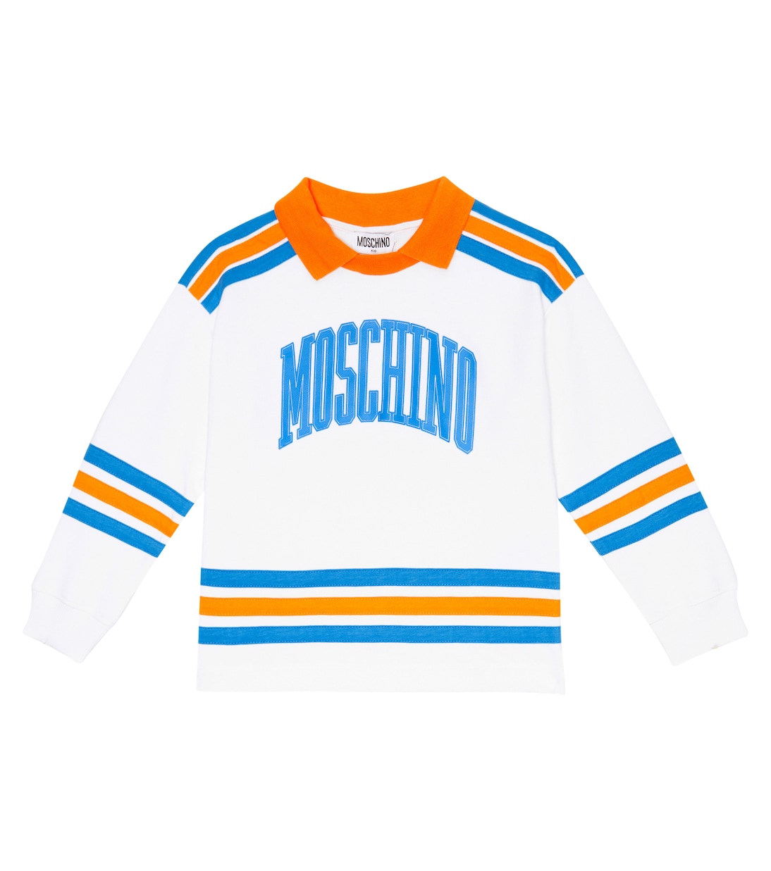 Felpa in cotone a righe con logo | Moschino Kids