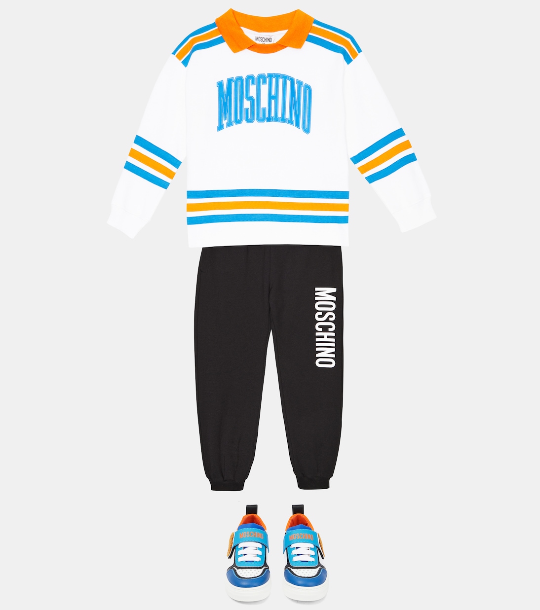 Felpa in cotone a righe con logo | Moschino Kids