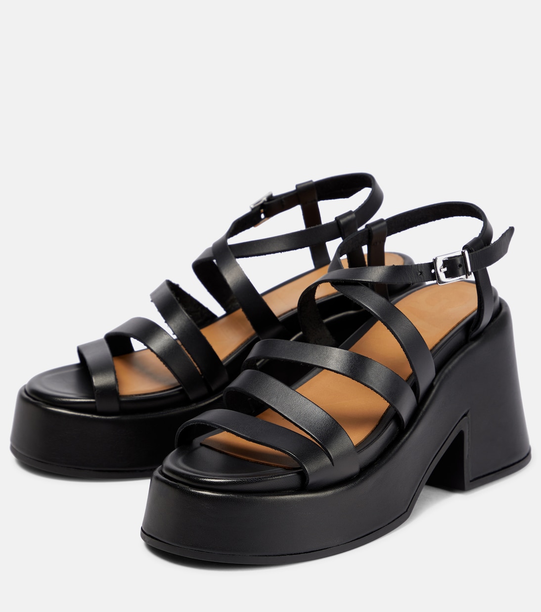 Platform leather sandals | Ganni