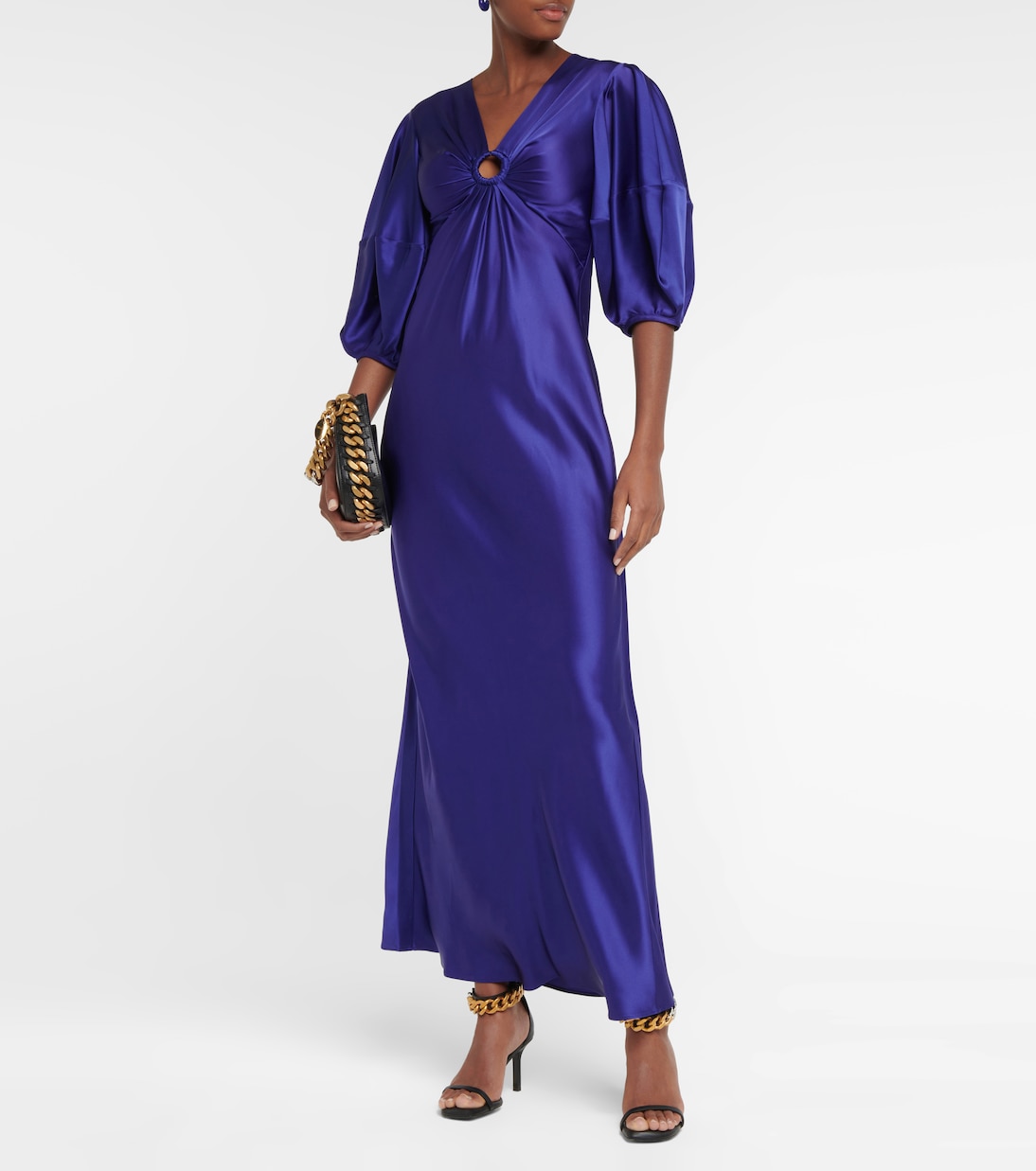 Deep V-neck satin maxi dress | Stella McCartney