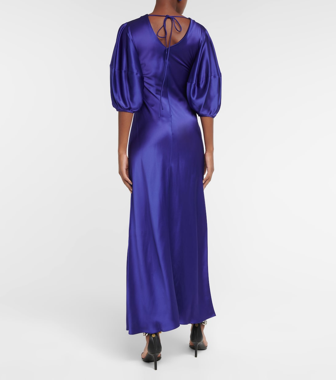 Deep V-neck satin maxi dress | Stella McCartney