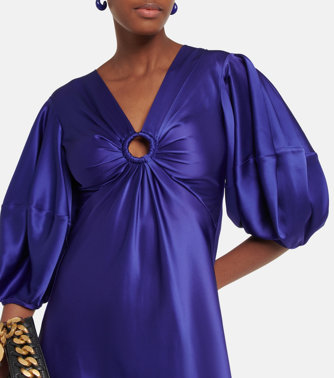 Deep V-neck satin maxi dress | Stella McCartney