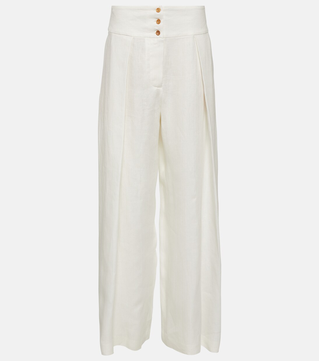 Pantalones anchos de lino de tiro alto | Loro Piana