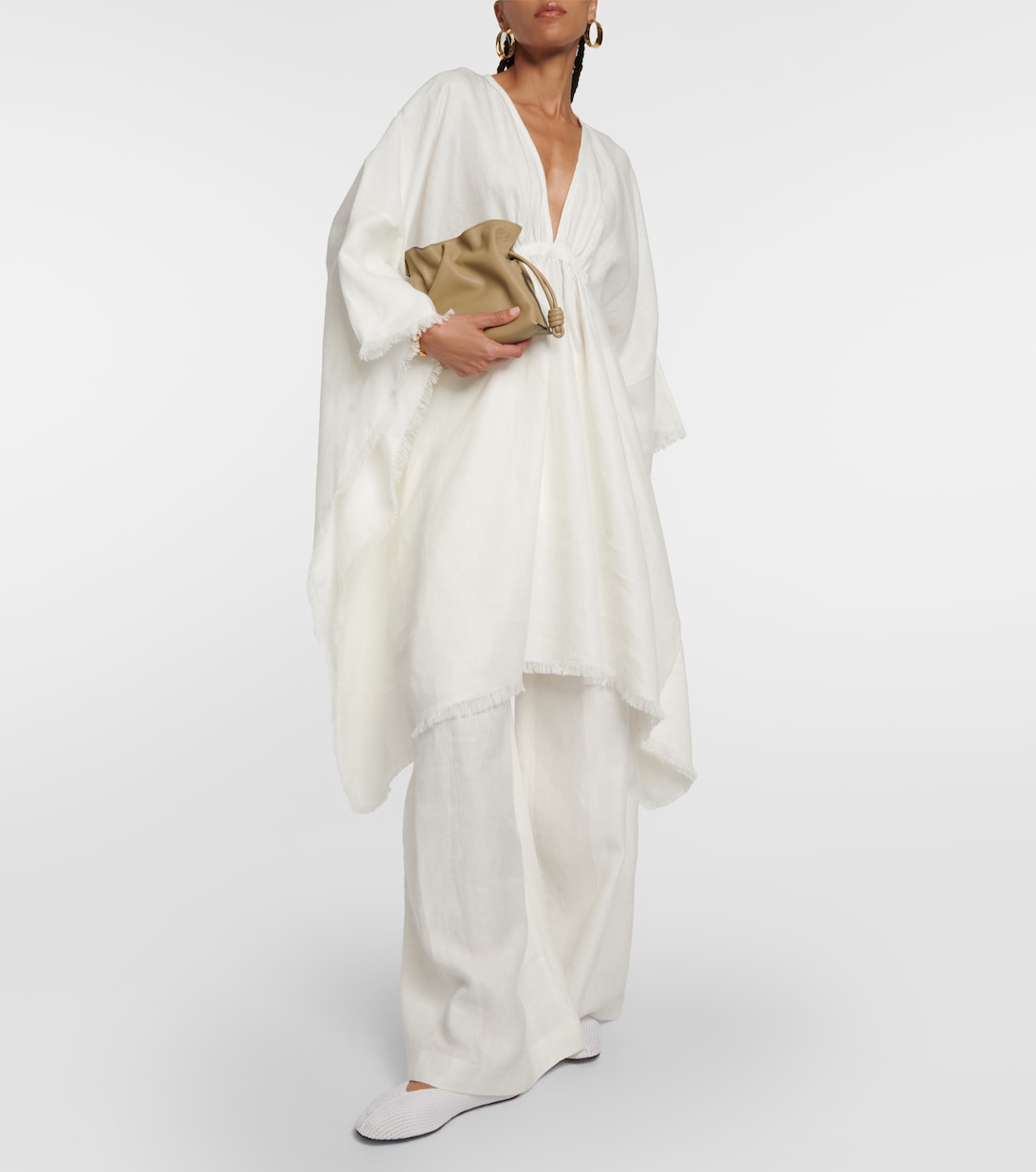 Pantalones anchos de lino de tiro alto | Loro Piana