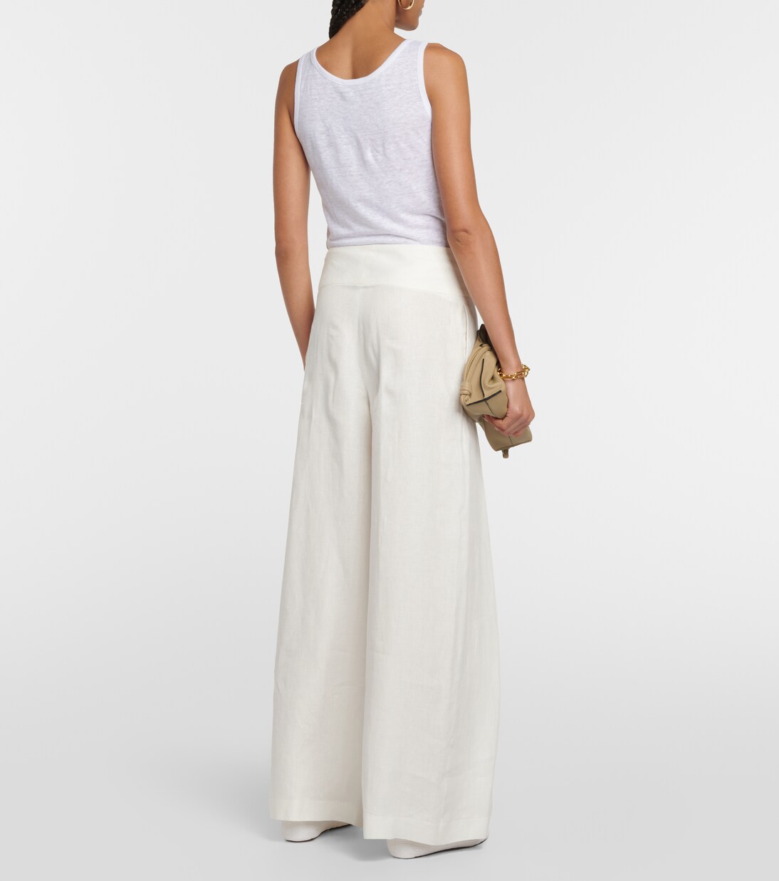 Pantalones anchos de lino de tiro alto | Loro Piana