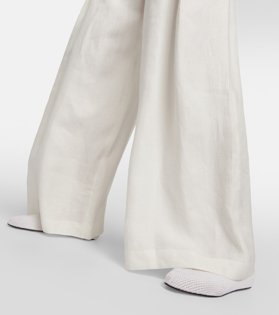 Pantalones anchos de lino de tiro alto | Loro Piana