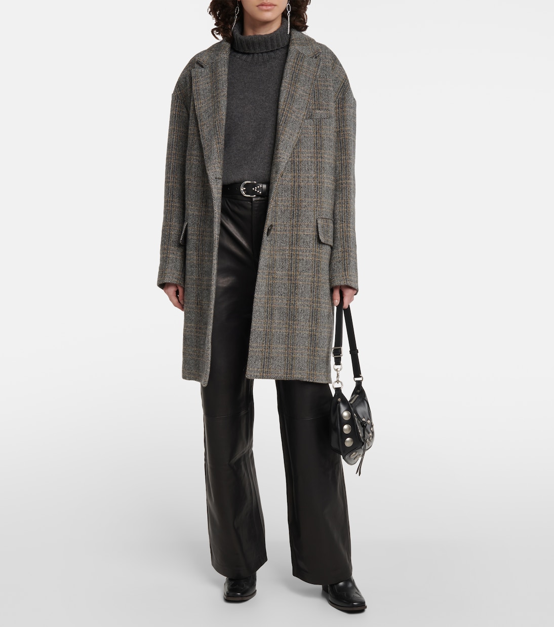 Pantalon ample à taille haute en cuir | Frame