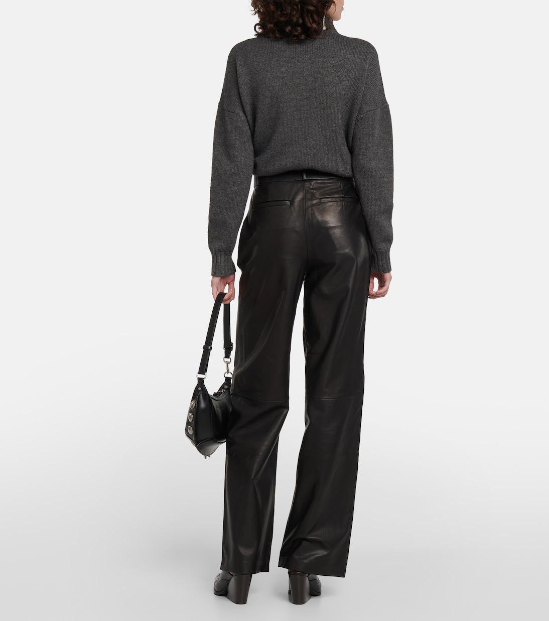 Pantalon ample à taille haute en cuir | Frame