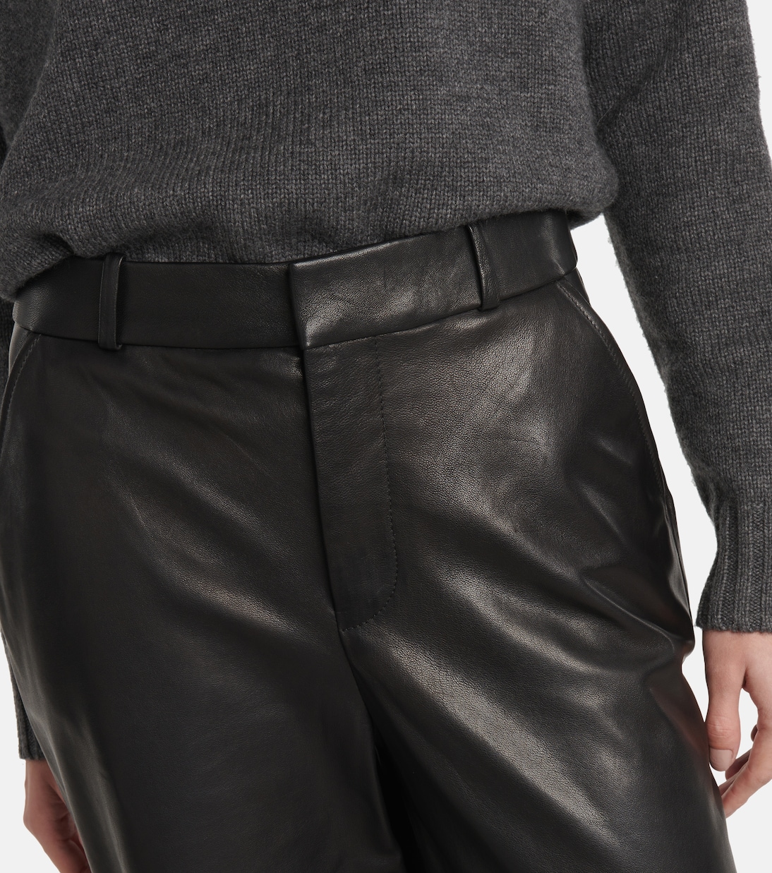 Pantalon ample à taille haute en cuir | Frame
