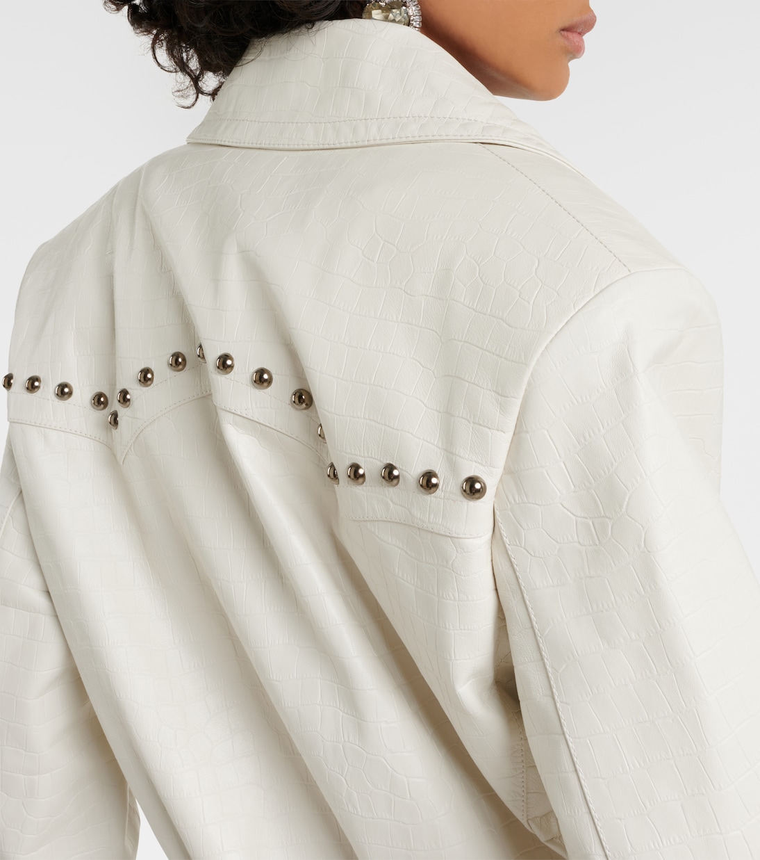 Giacca in pelle con stampa coccodrillo | Alessandra Rich