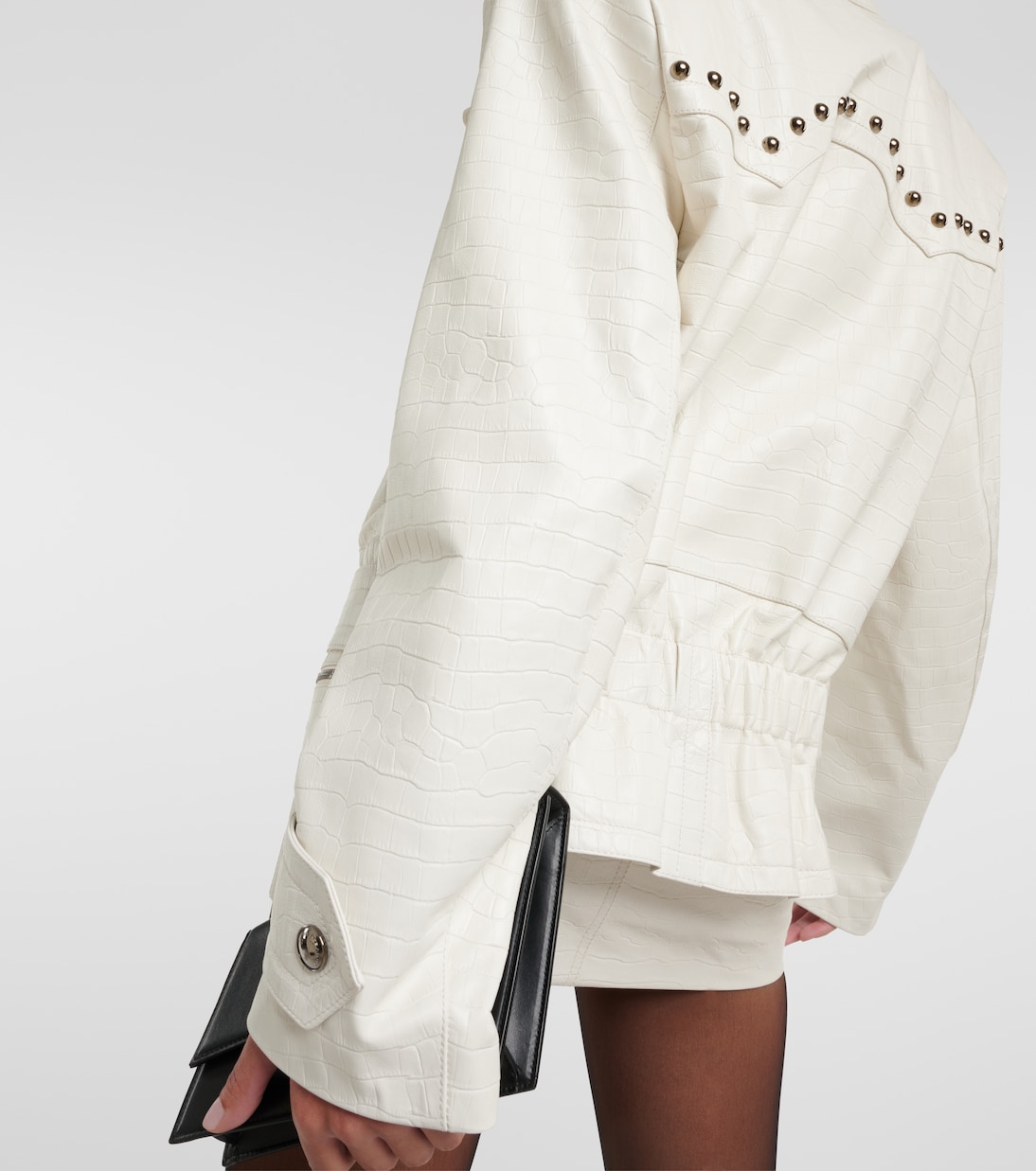Giacca in pelle con stampa coccodrillo | Alessandra Rich
