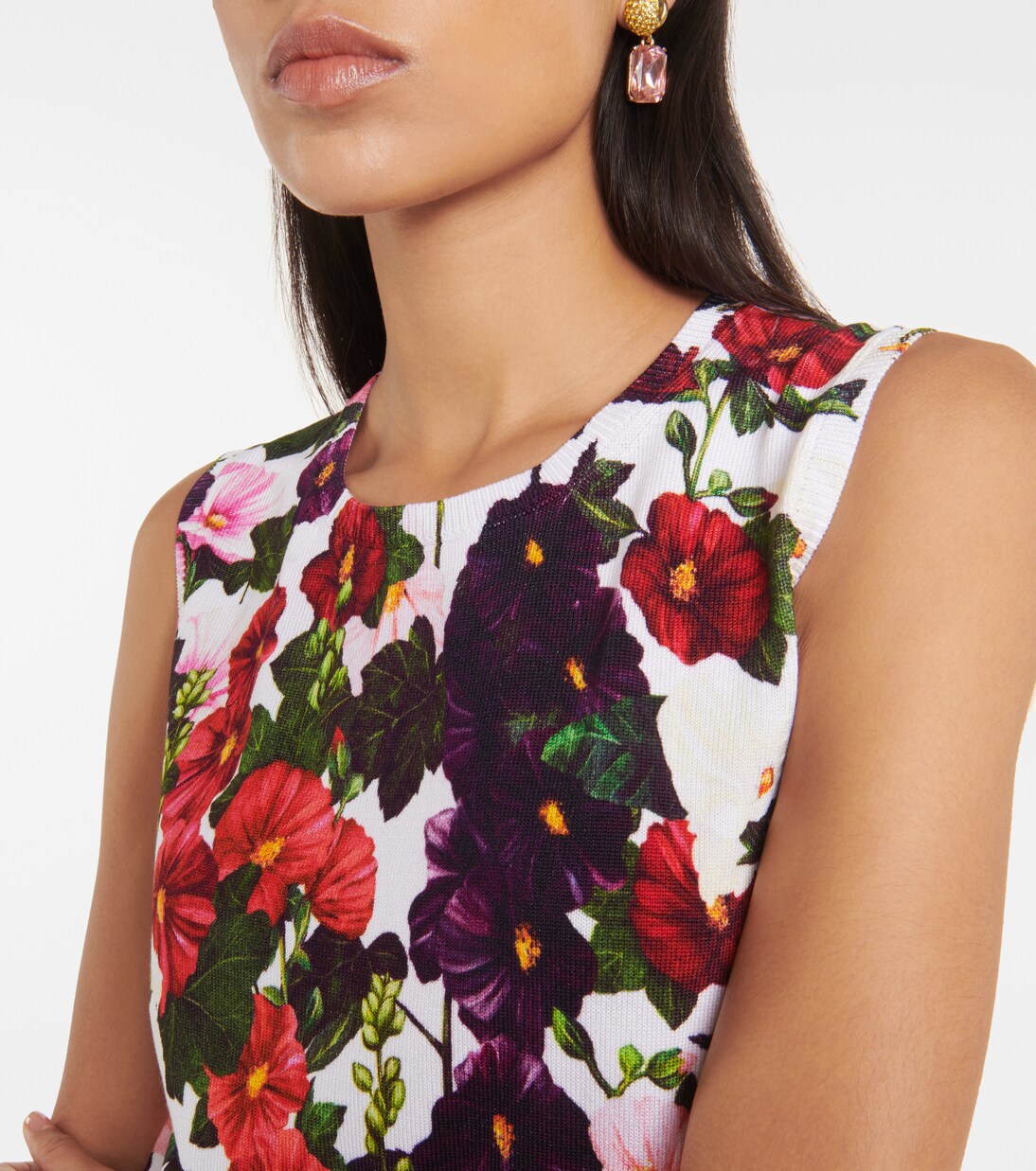 Tank top de mezcla de algodón floral | Oscar de la Renta