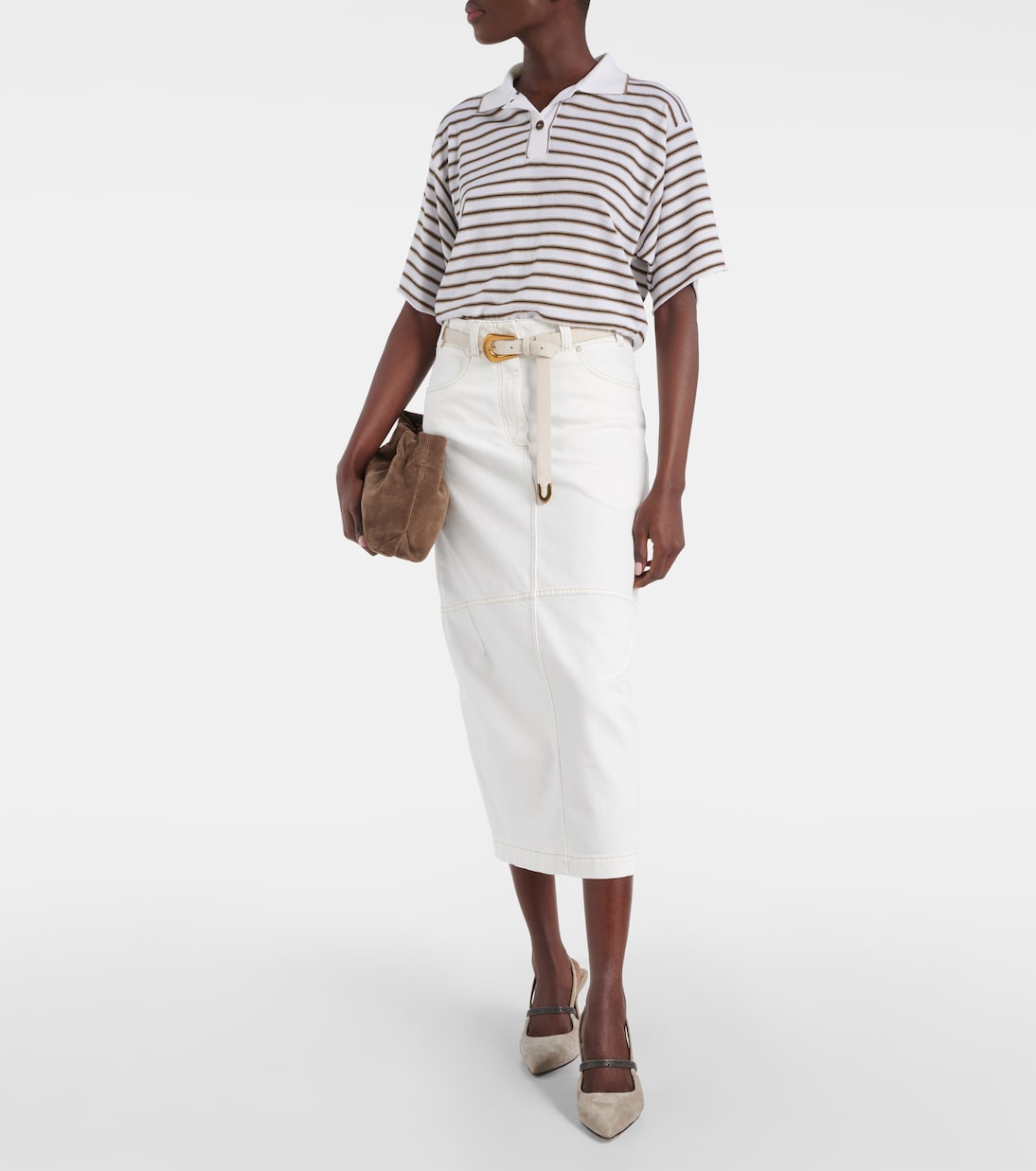 Gonna midi di jeans | Brunello Cucinelli
