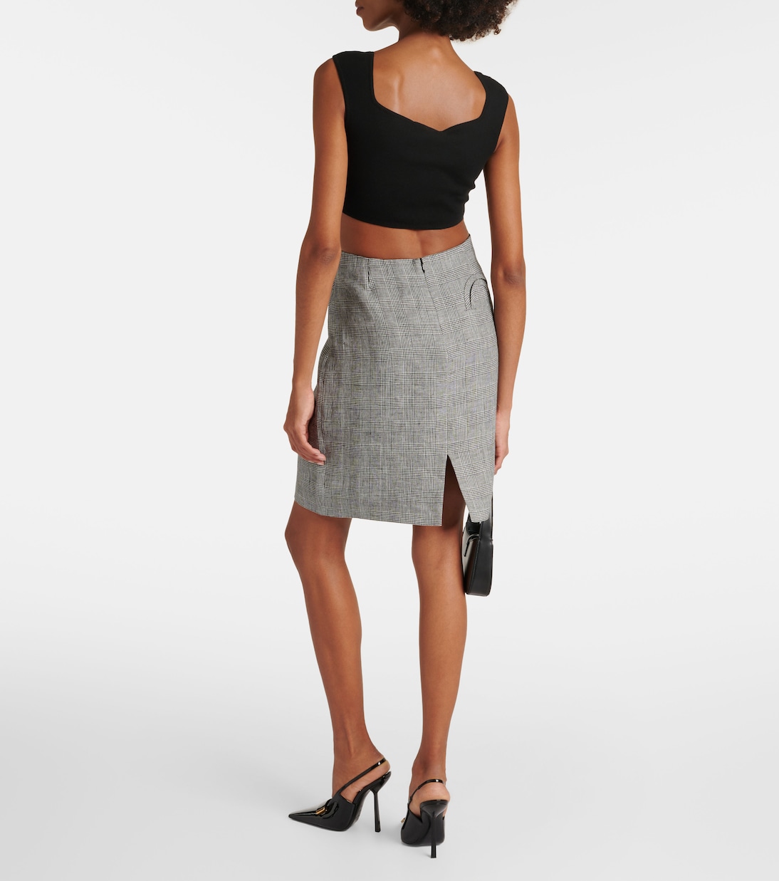 Coci checked linen pencil skirt | Blazé Milano