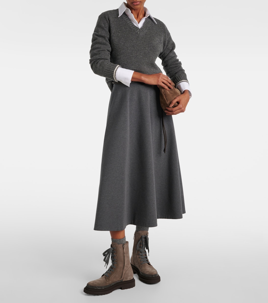 Schnürstiefel Monili aus Veloursleder | Brunello Cucinelli