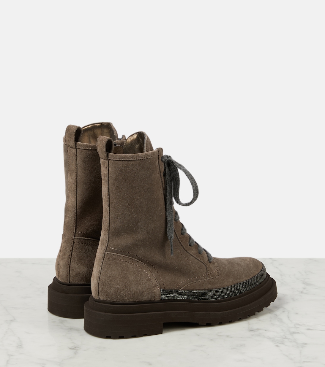 Schnürstiefel Monili aus Veloursleder | Brunello Cucinelli