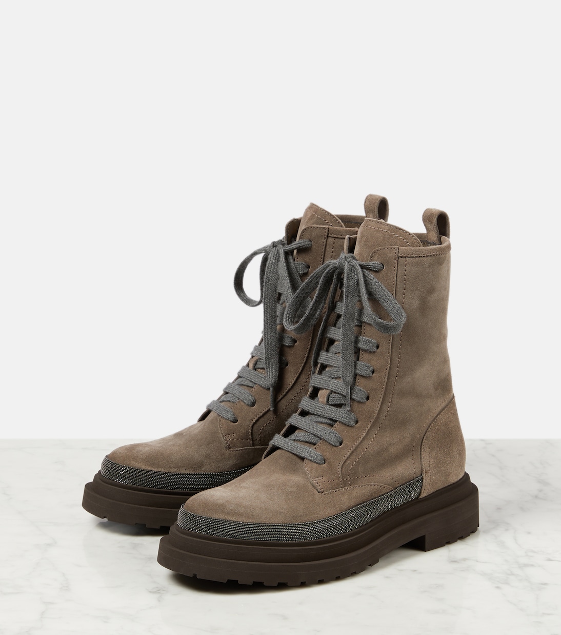 Schnürstiefel Monili aus Veloursleder | Brunello Cucinelli