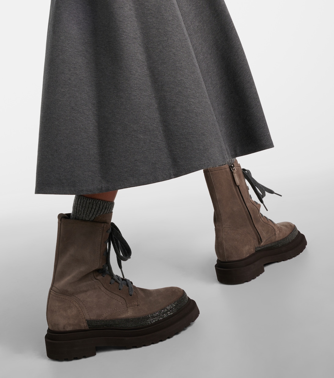 Schnürstiefel Monili aus Veloursleder | Brunello Cucinelli