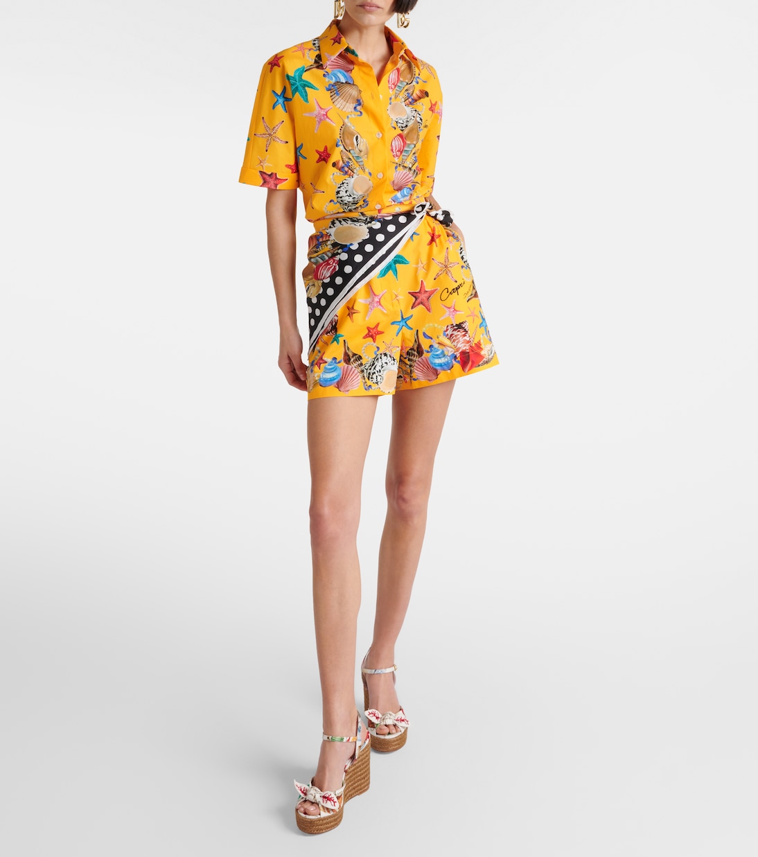 Shorts Capri in cotone a vita alta | Dolce&Gabbana
