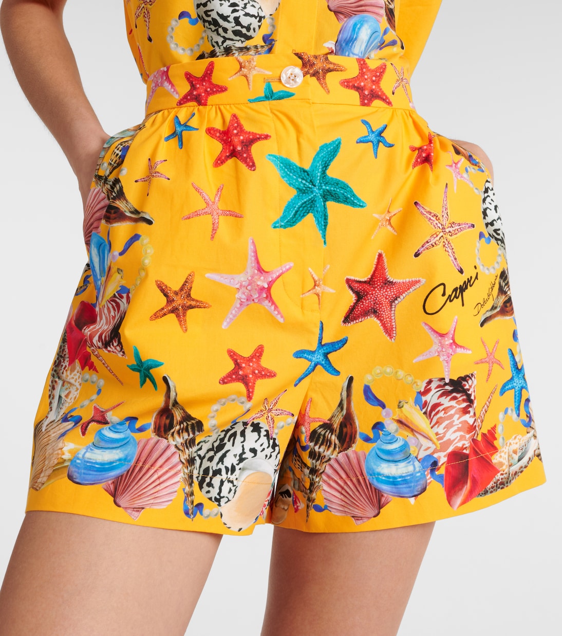 Shorts Capri in cotone a vita alta | Dolce&Gabbana