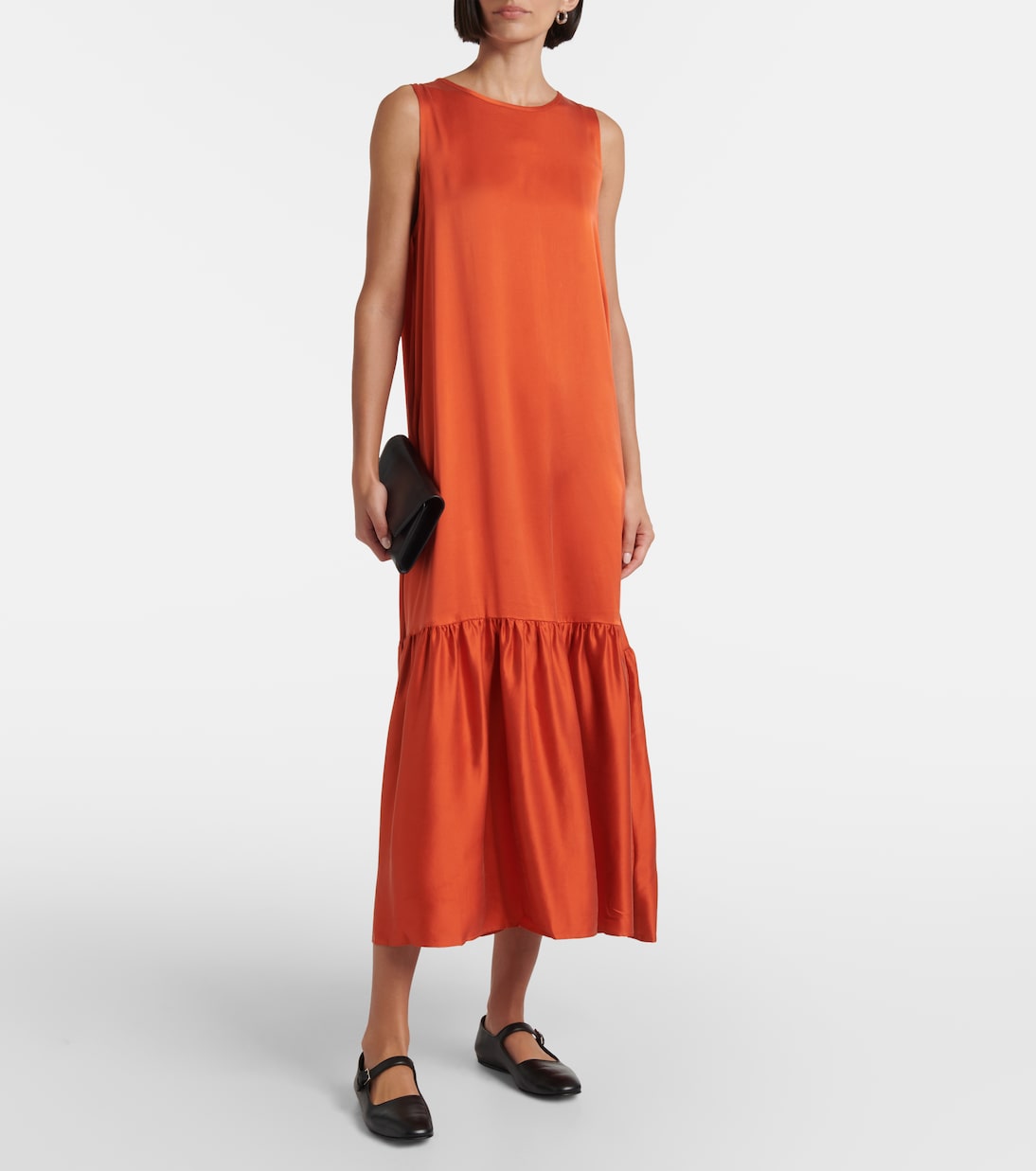 Robe midi Rhea en soie | Asceno