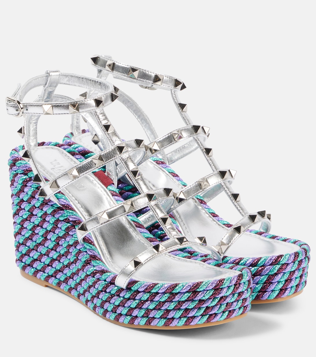 Espadrilles compensées Rockstud en cuir | Valentino Garavani