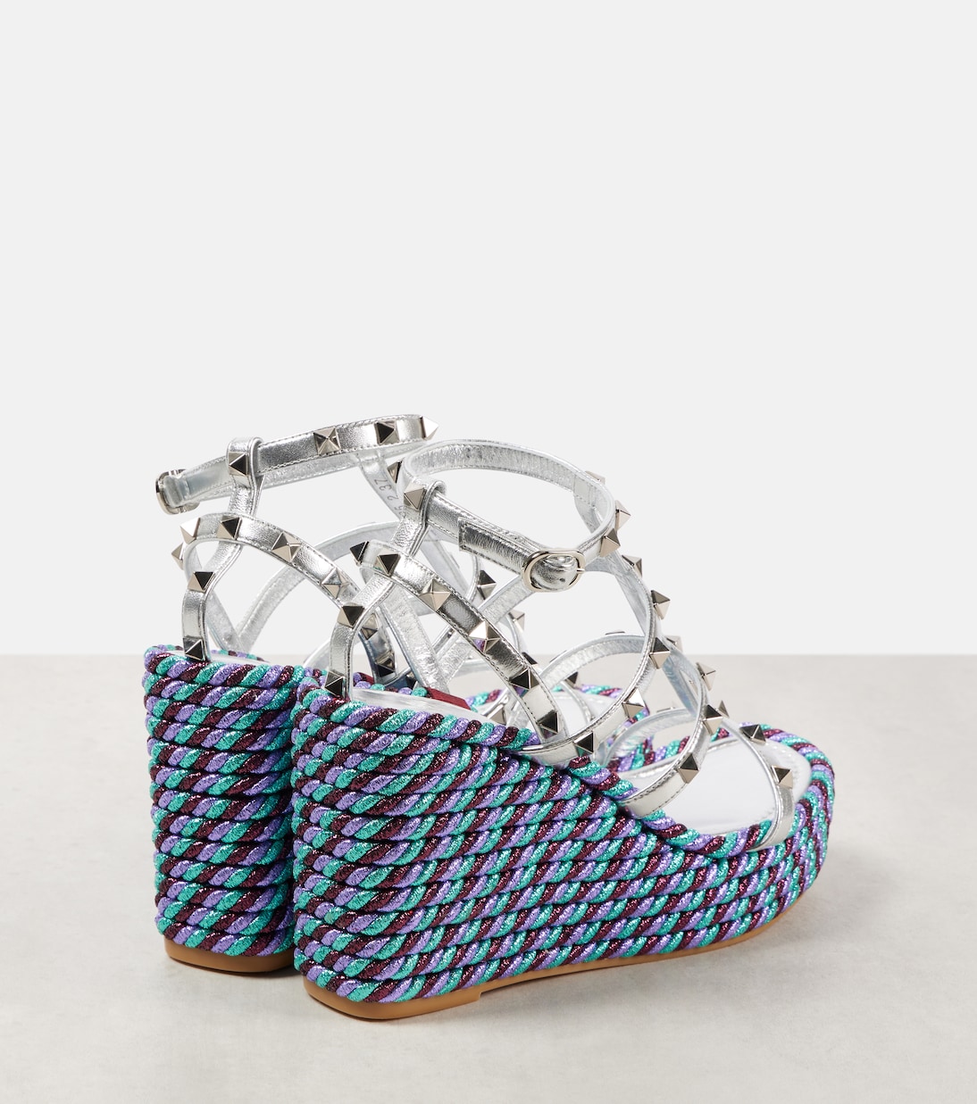Espadrilles compensées Rockstud en cuir | Valentino Garavani