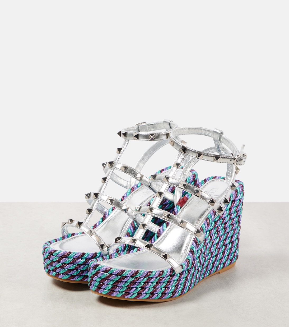 Espadrilles compensées Rockstud en cuir | Valentino Garavani