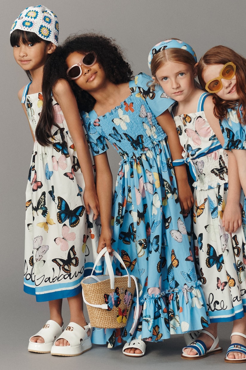 Bedrucktes Kleid aus Baumwollpopeline | Dolce&Gabbana Kids
