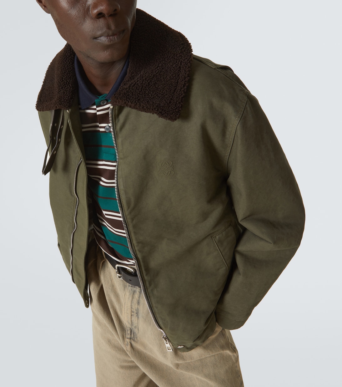 Jacke aus Baumwoll-Twill mit Shearling | Loewe