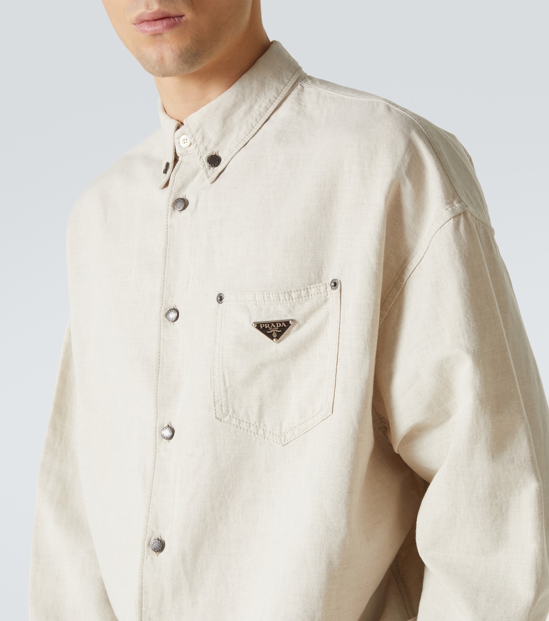Camicia in chambray di cotone e lino | Prada