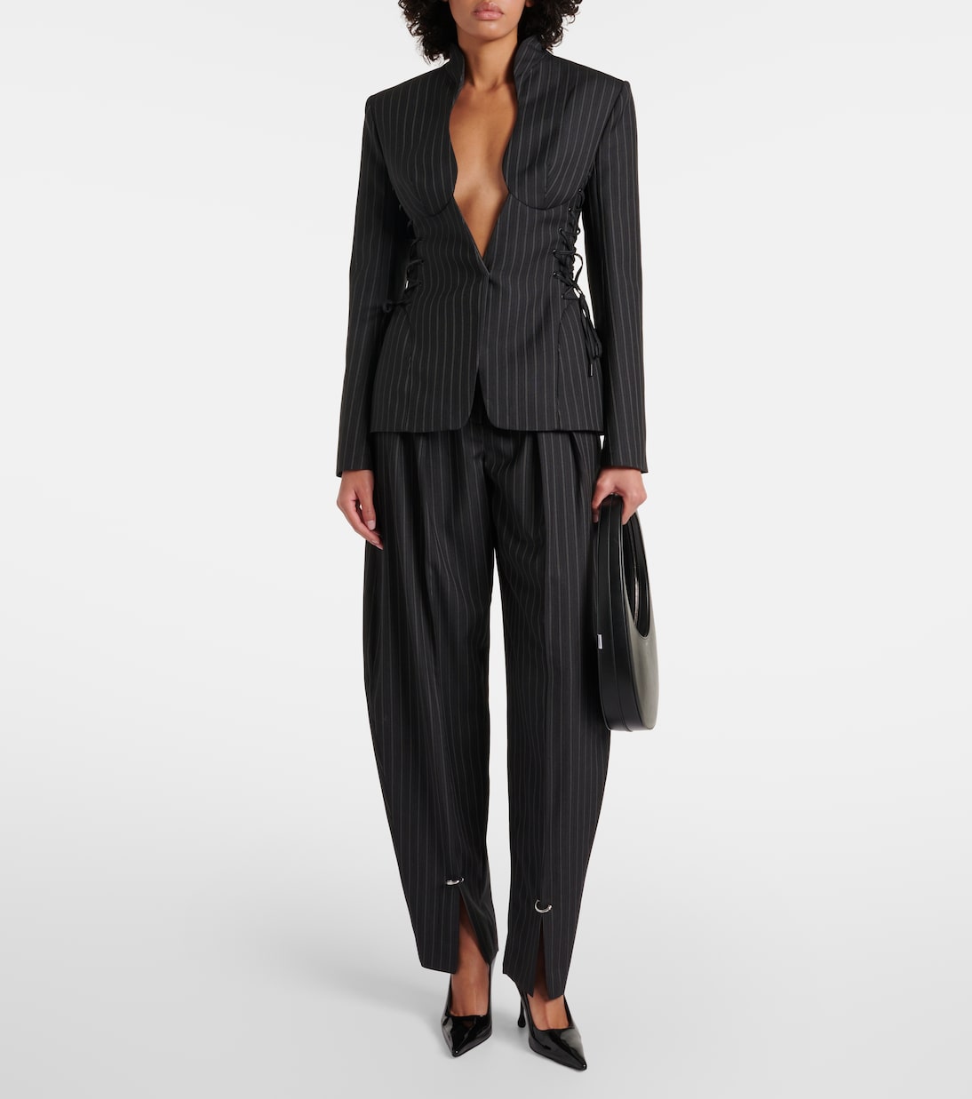 Blazer rayé en laine mélangée | Mugler