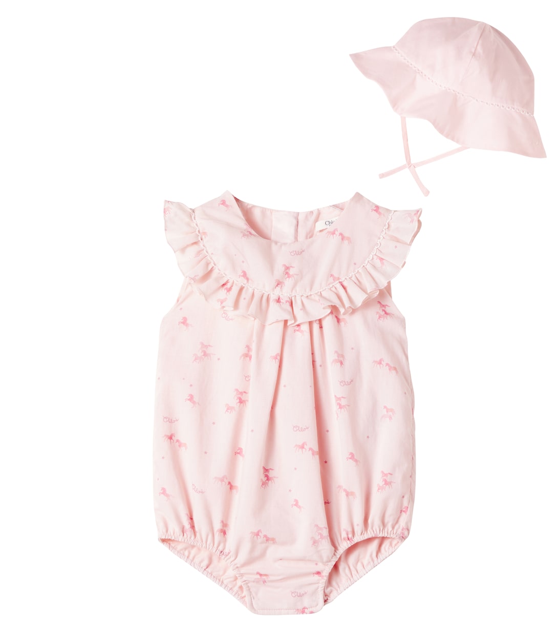 Baby - Set di cappello e tuta corta in cotone | Chloé Kids