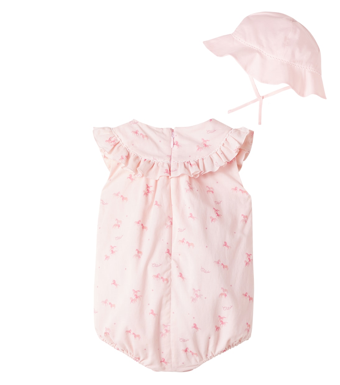 Baby - Set di cappello e tuta corta in cotone | Chloé Kids