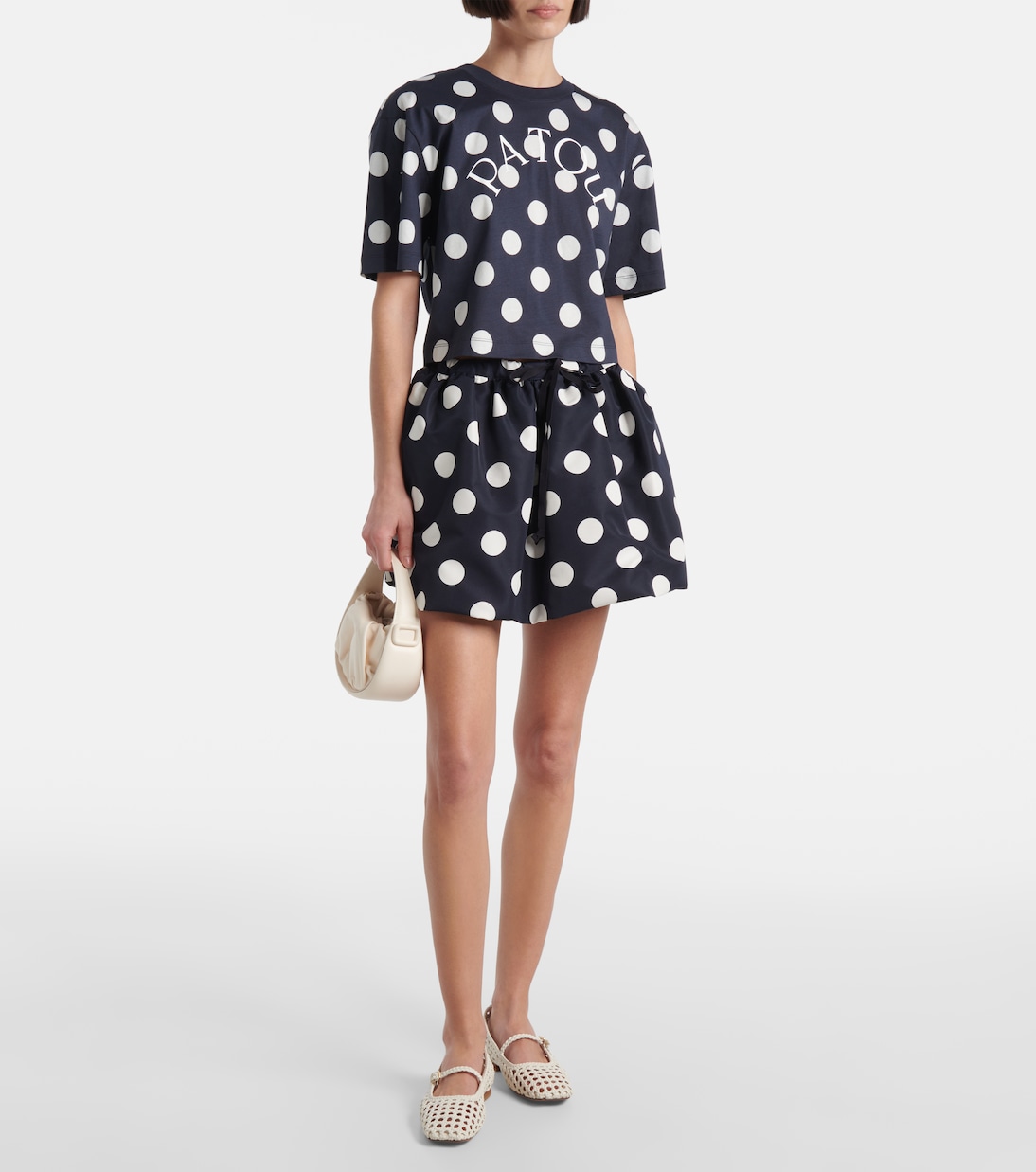 T-shirt cropped in cotone a pois | Patou