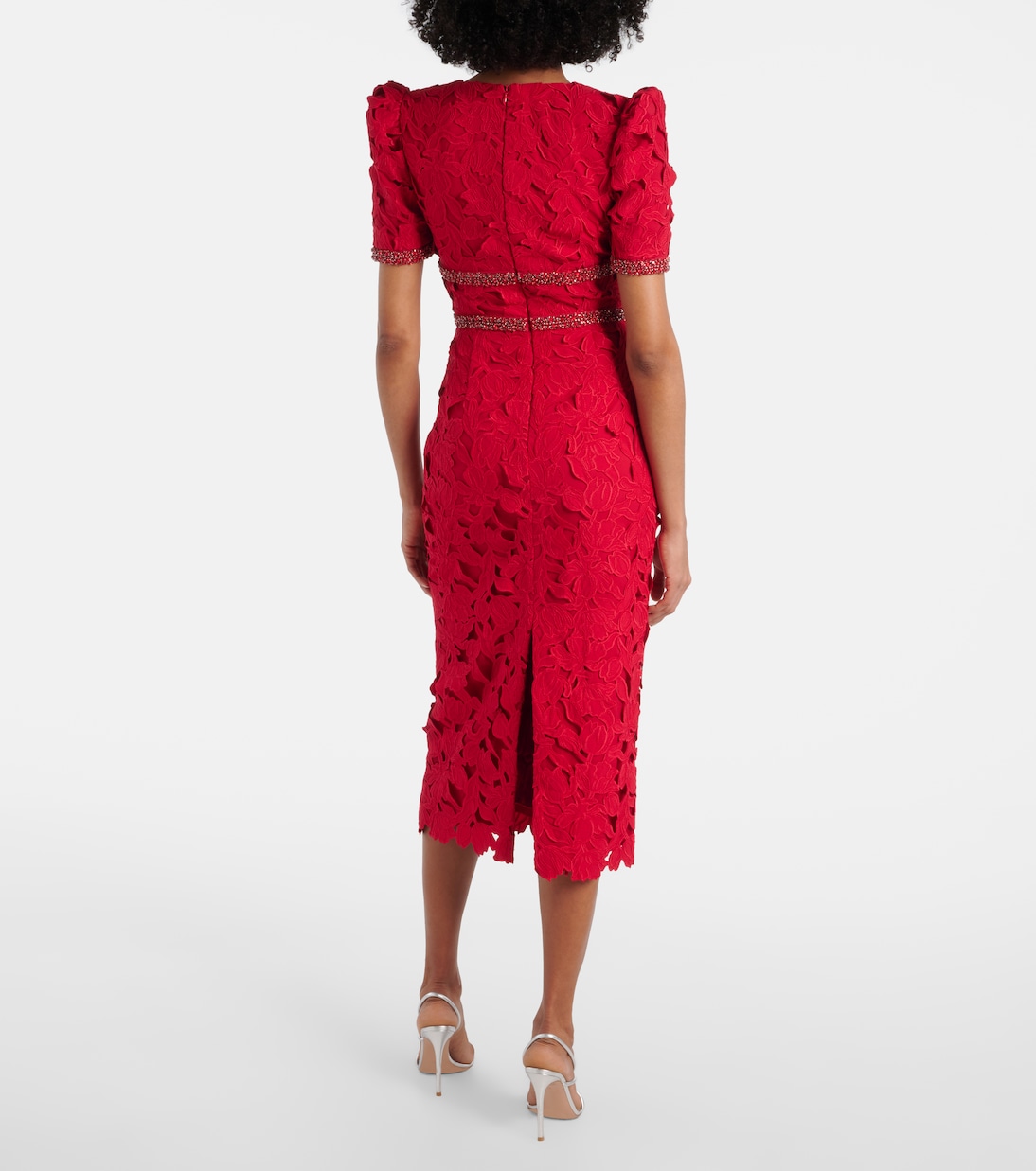 Abito midi in pizzo con decorazioni | Rebecca Vallance