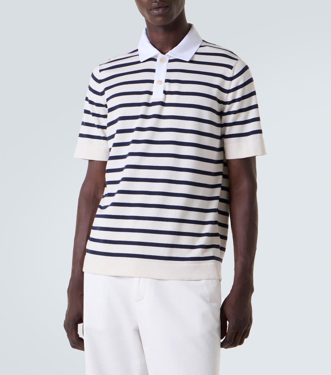 Polo rayé en coton | Brunello Cucinelli