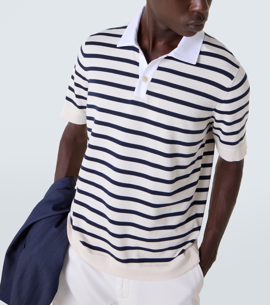 Polo rayé en coton | Brunello Cucinelli