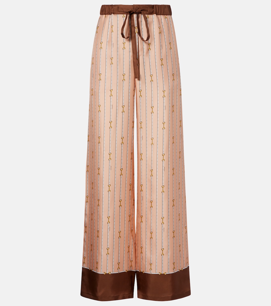 Pantalones palazzo de seda con Horsebit | Gucci
