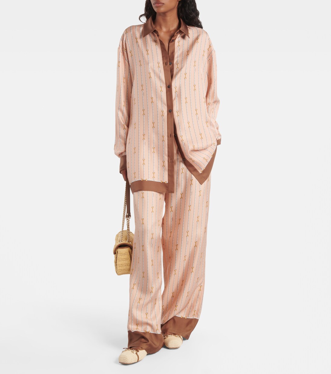 Pantalones palazzo de seda con Horsebit | Gucci