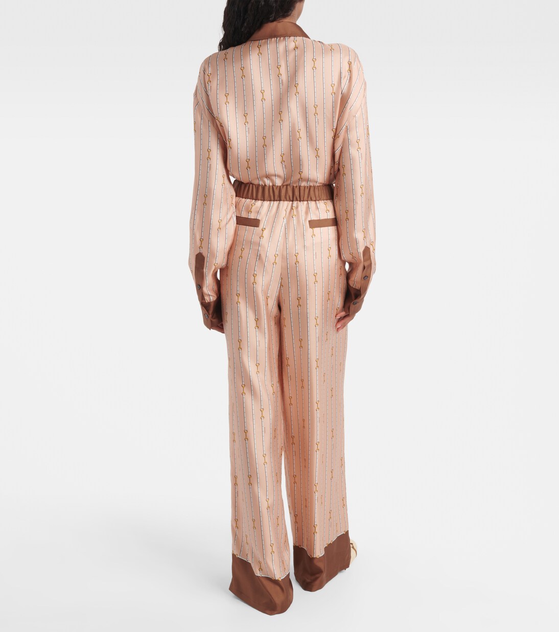 Pantalones palazzo de seda con Horsebit | Gucci