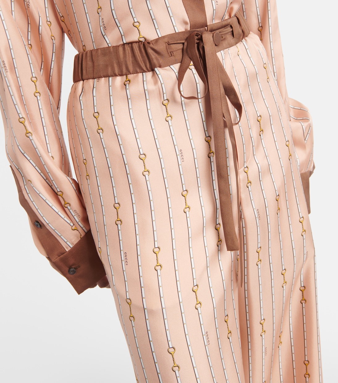 Pantalones palazzo de seda con Horsebit | Gucci